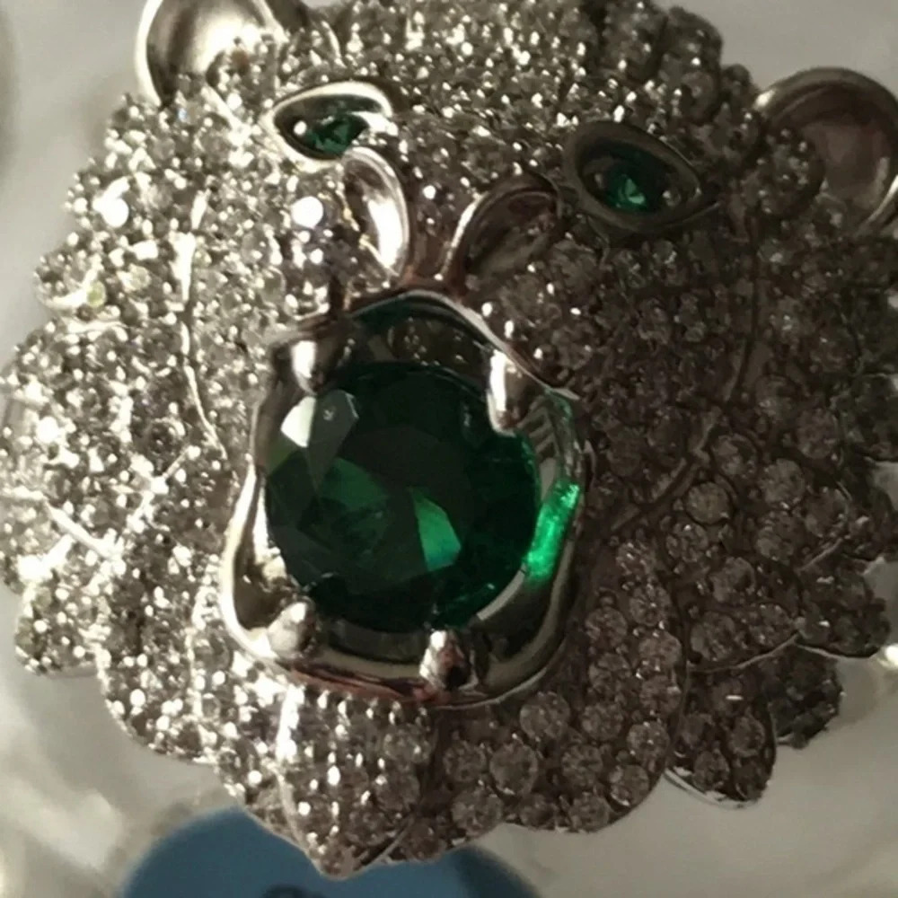 925 silver Rhinestones ring green stones - Picture 6 of 9